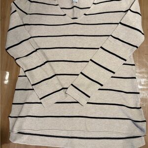Old Navy Cream and Black Striped Long Sleeve Top